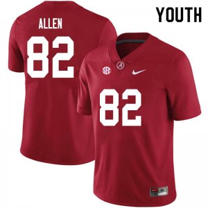 NCAA Youth Alabama Crimson Tide #82 Chase Allen Stitched College 2020 Nike Authentic Crimson Football Jersey UR17O42CX